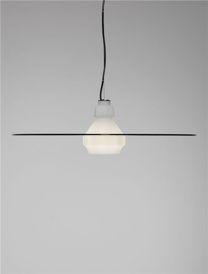 LOR Milky Glass with Matt Black Steel Large Pendant - ID 14119