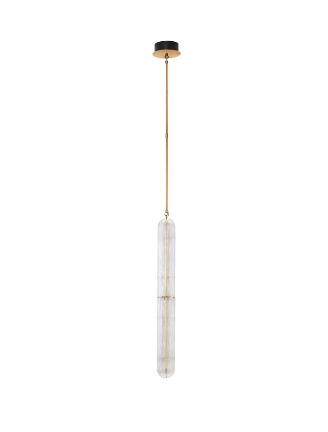 GLO Antique Brass Metal & Structured Glass Pendant - ID 14259