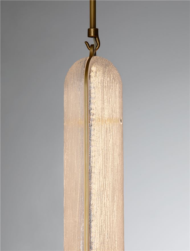 GLO Antique Brass Metal & Structured Glass Pendant - ID 14259