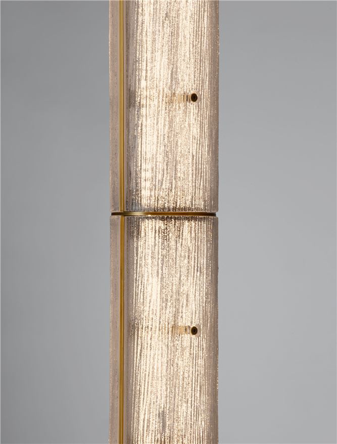 GLO Antique Brass Metal & Structured Glass Pendant - ID 14259