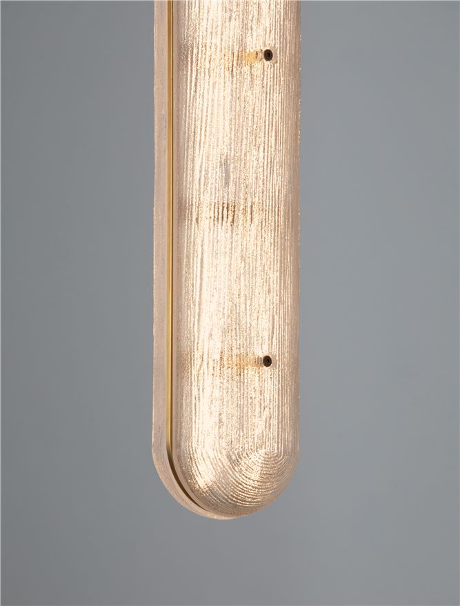 GLO Antique Brass Metal & Structured Glass Pendant - ID 14259