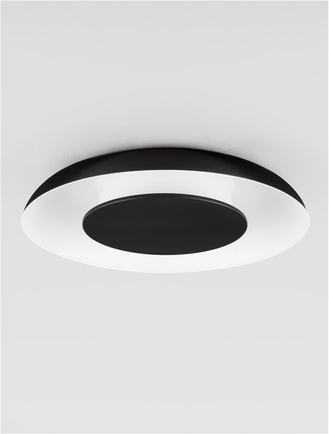 NL Eposi Sandy Black & White Semi Flush Round Ceiling Light 40cm - ID 14560