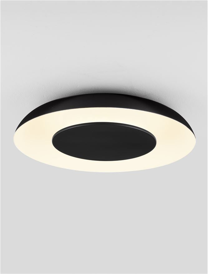 NL Eposi Sandy Black & White Semi Flush Round Ceiling Light 40cm - ID 14560