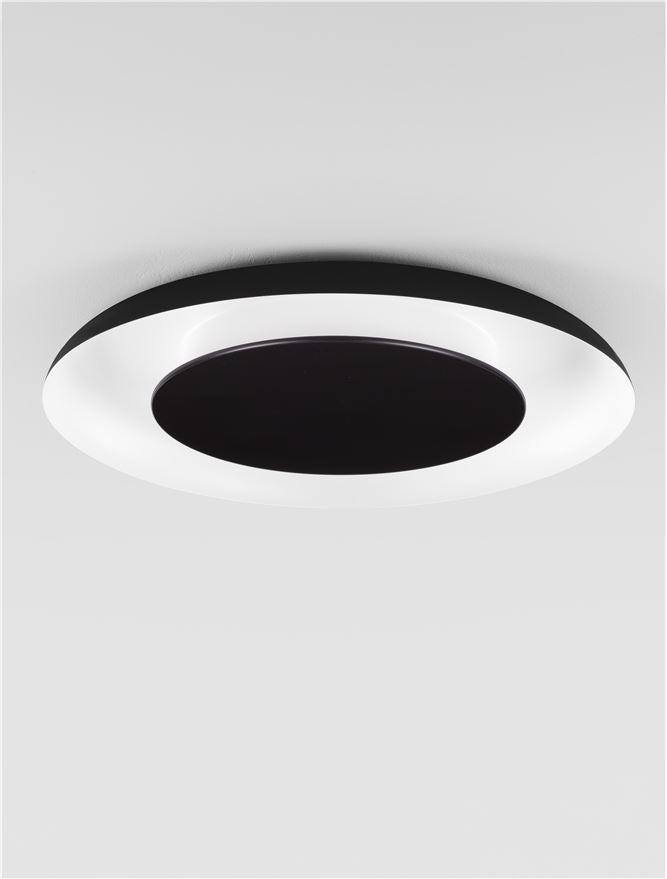 NL Eposi Sandy Black & White Semi Flush Round Ceiling Light 60cm - ID 14562