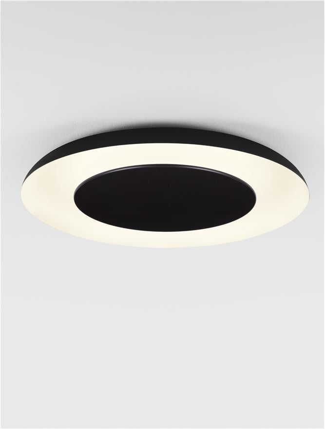 NL Eposi Sandy Black & White Semi Flush Round Ceiling Light 60cm - ID 14562