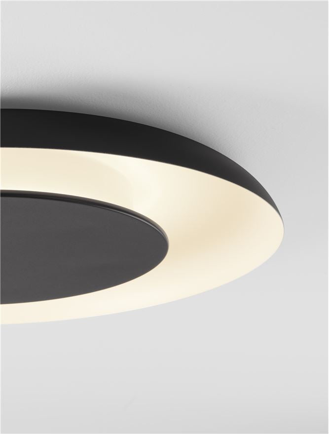 NL Eposi Sandy Black & White Semi Flush Round Ceiling Light 60cm - ID 14562