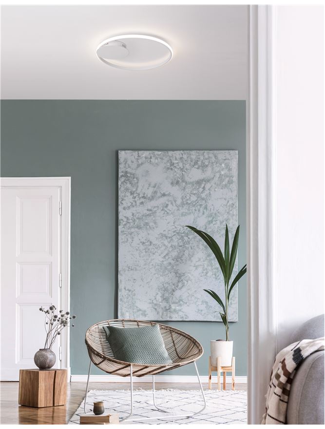FUL Single Halo Dimmable Ceiling Light In Sandy White Aluminium & Acrylic - ID 10326