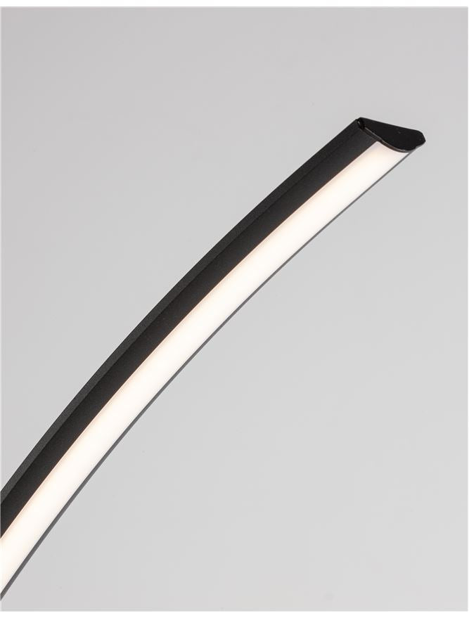 PREM Sandy Black Aluminium & Acrylic Arched Floor Light - Switched on top view