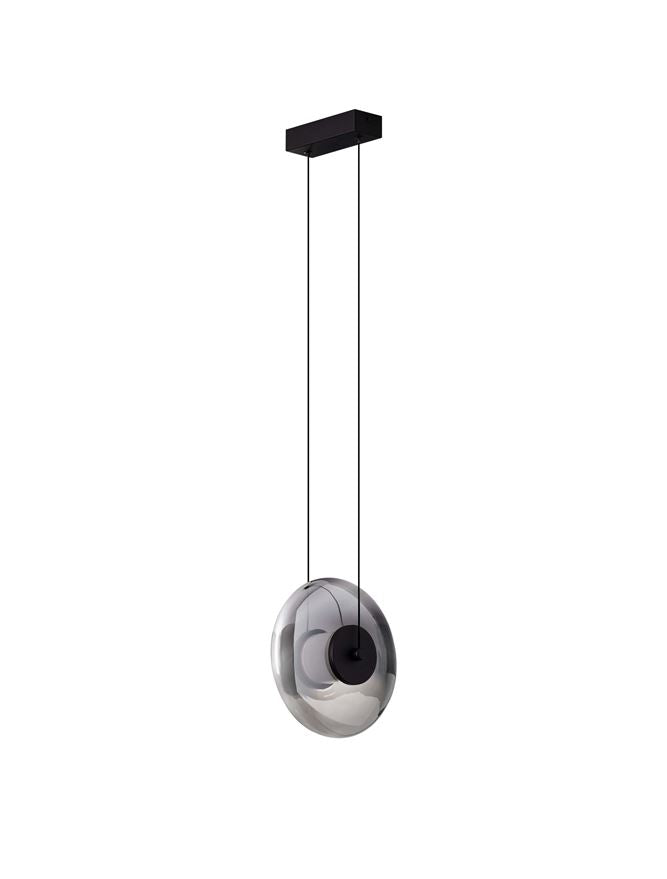 BAL Sandy Black Metal & Smoky Grey Glass Pendant - ID 14117