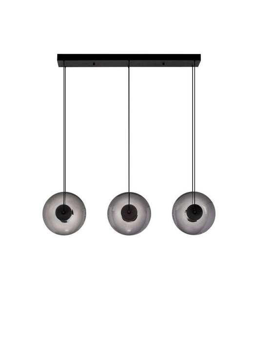 BAL Sandy Black Metal & Smoky Grey Glass 3 Light Linear Pendant - ID 14595