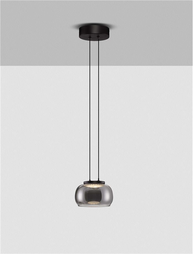 BIO Smokey Grey Glass LED Pendant - ID 14599
