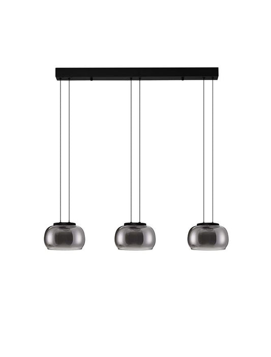 BIO Smokey Grey Glass 3 Light Linear LED Pendant - ID 14619