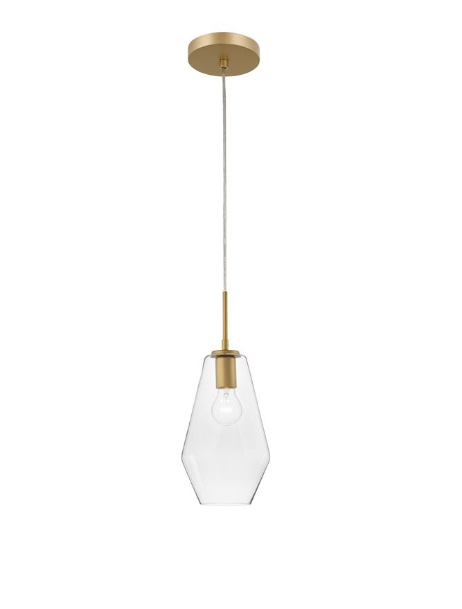 PRI Clear Glass & Gold Metal Single Pendant - ID 9998