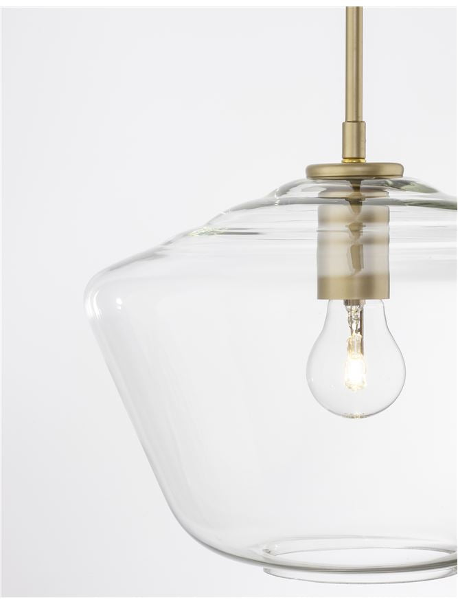 PRI Clear Glass & Gold Metal Single Pendant - ID 10000