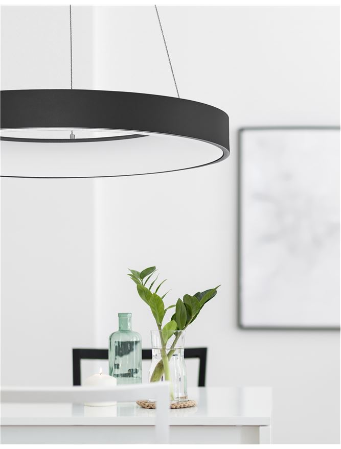 RAN Sandy Black Aluminium & Acrylic Dimmable Cool Light Ring Pendant Large - ID 10416