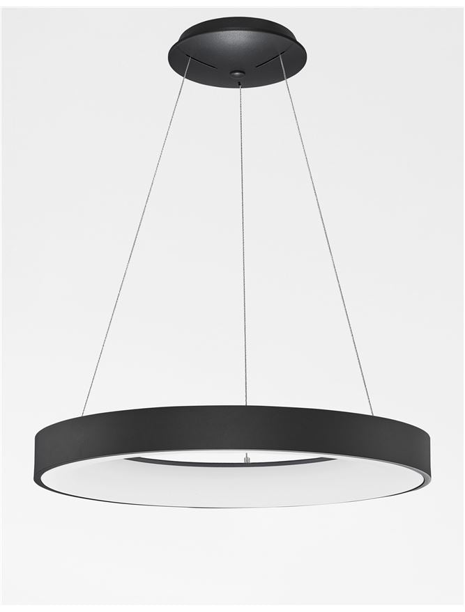 RAN Sandy Black Aluminium & Acrylic Dimmable Cool Light Ring Pendant Large - ID 10416