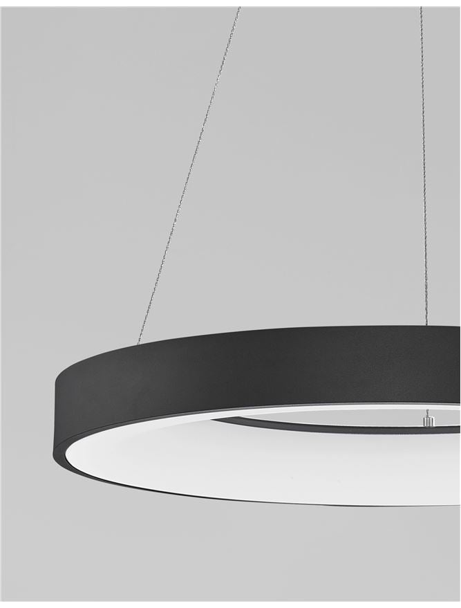 RAN Sandy Black Aluminium & Acrylic Dimmable Cool Light Ring Pendant Large - ID 10416
