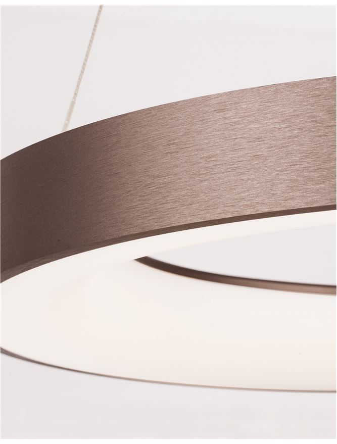 RAN Brushed Coffee Aluminium & Acrylic Dimmable Warm Light Ring Pendant Large - ID 10420