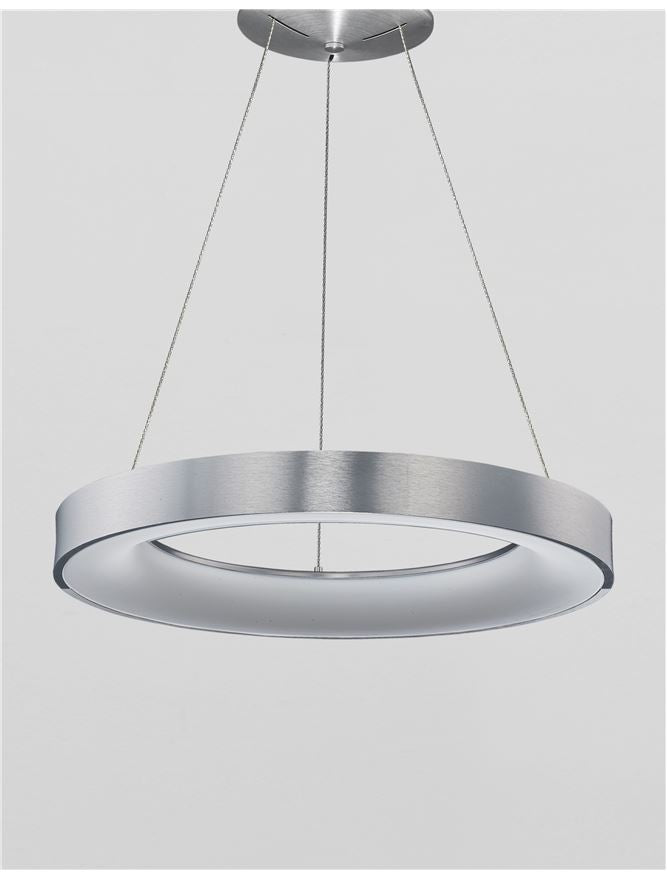 RAN Brushed Silver Aluminium & Acrylic Dimmable Warm Light Ring Pendant Large - ID 10421