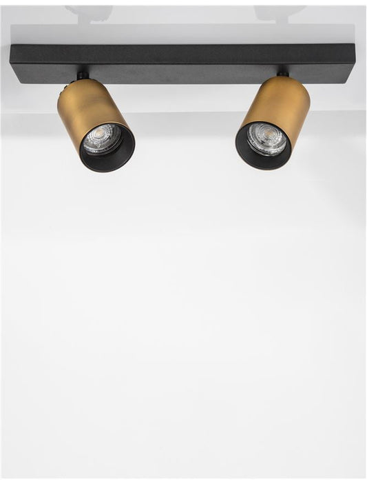 NL Black & Satin Gold Double GU10 spotlight - ID 10670