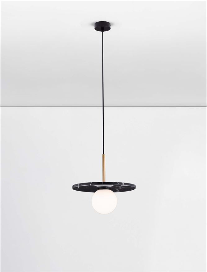IDO Black Marble & Opal Glass Pendant - ID 14112