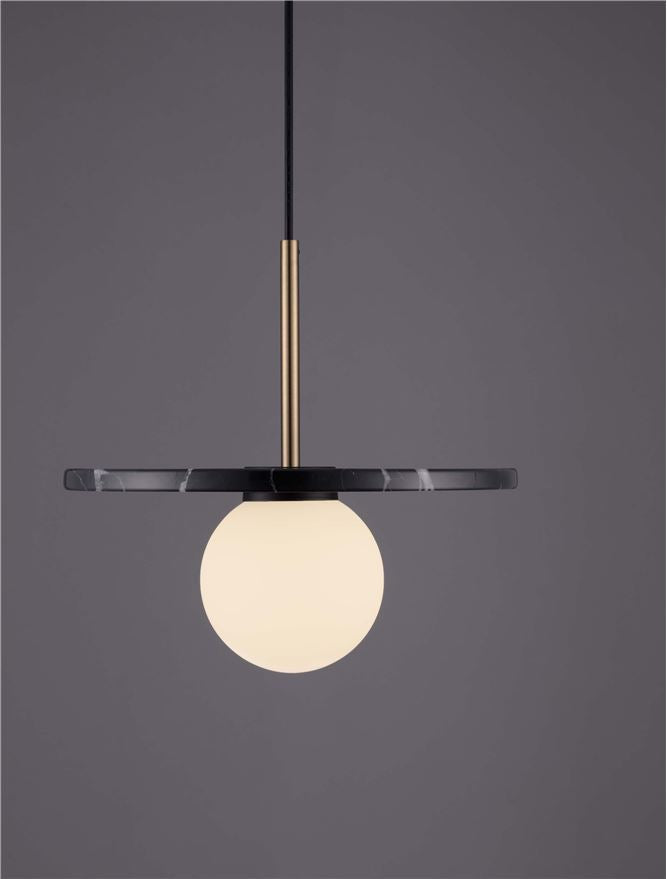 IDO Black Marble & Opal Glass Pendant - ID 14112