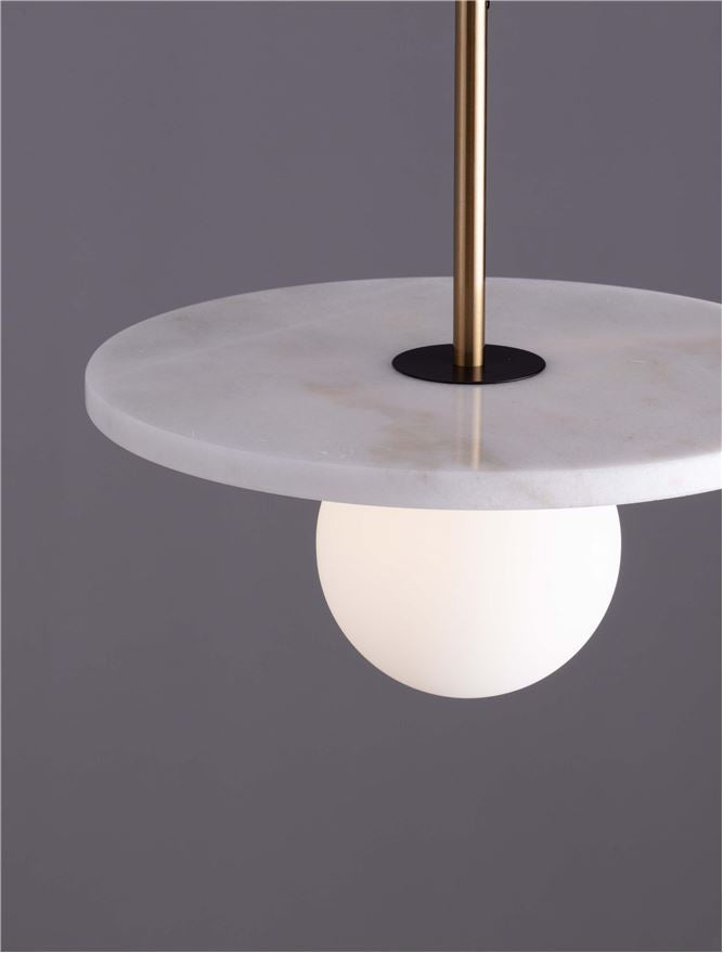 IDO White Marble & Opal Glass Pendant - ID 14113