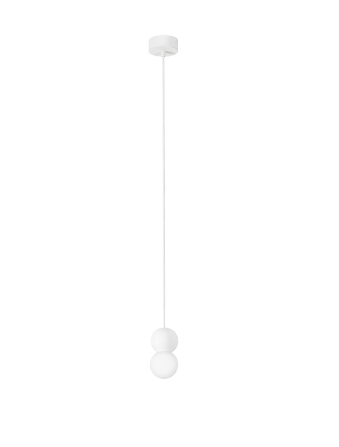 ZER Sandy White Gypsum & Opal Glass Twin Sphere Pendant - ID 14132