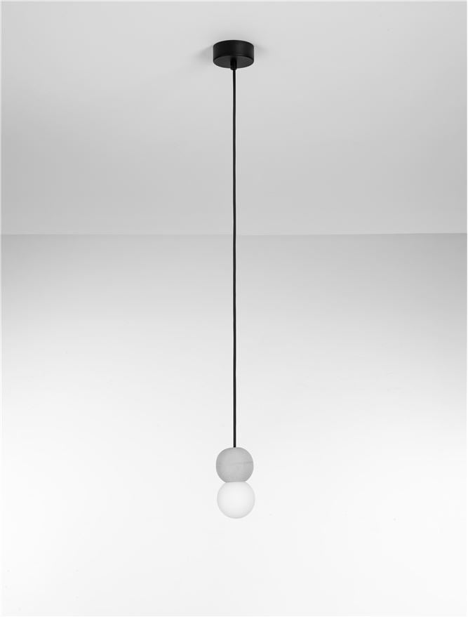 ZER Grey Concrete & Opal Glass Twin Sphere Pendant - ID 14133