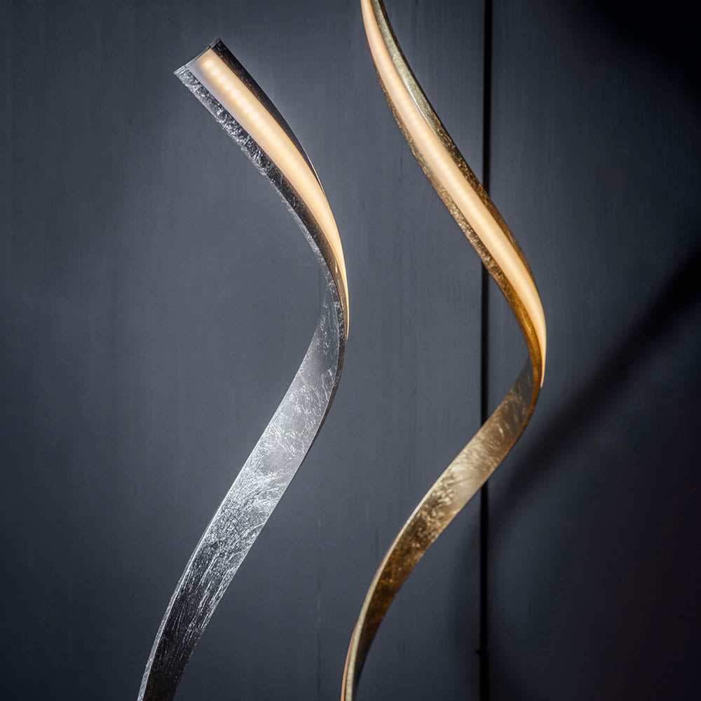ARI Gold Leaf with White Diffuser Twist Floor Lamp - ID 10486