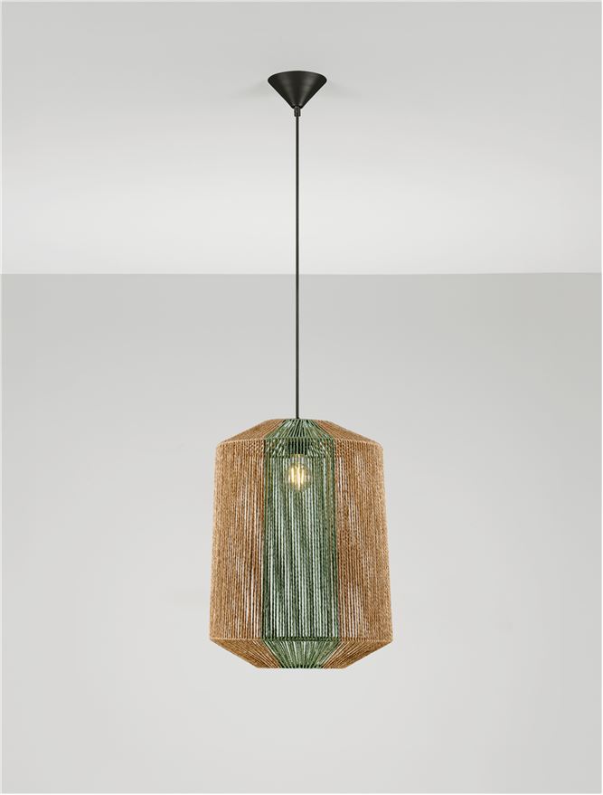 ORA Natural Pendant with Green Rope Detail - ID 13595