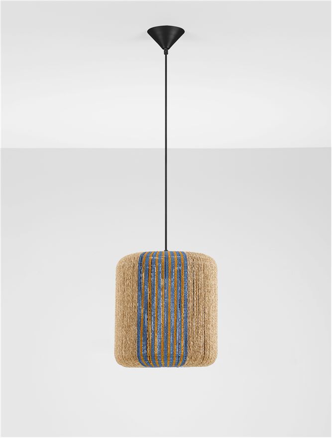 ABB Natural Pendant with Blue & Yellow Rope Detail  - ID 13599
