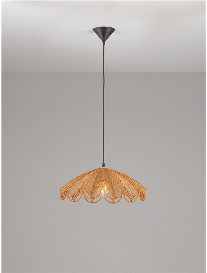 FLA Natural Honey Rattan Single Pendant - ID 14627