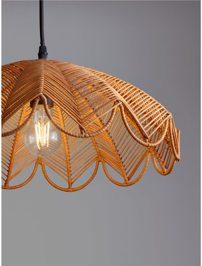 FLA Natural Honey Rattan Single Pendant - ID 14627
