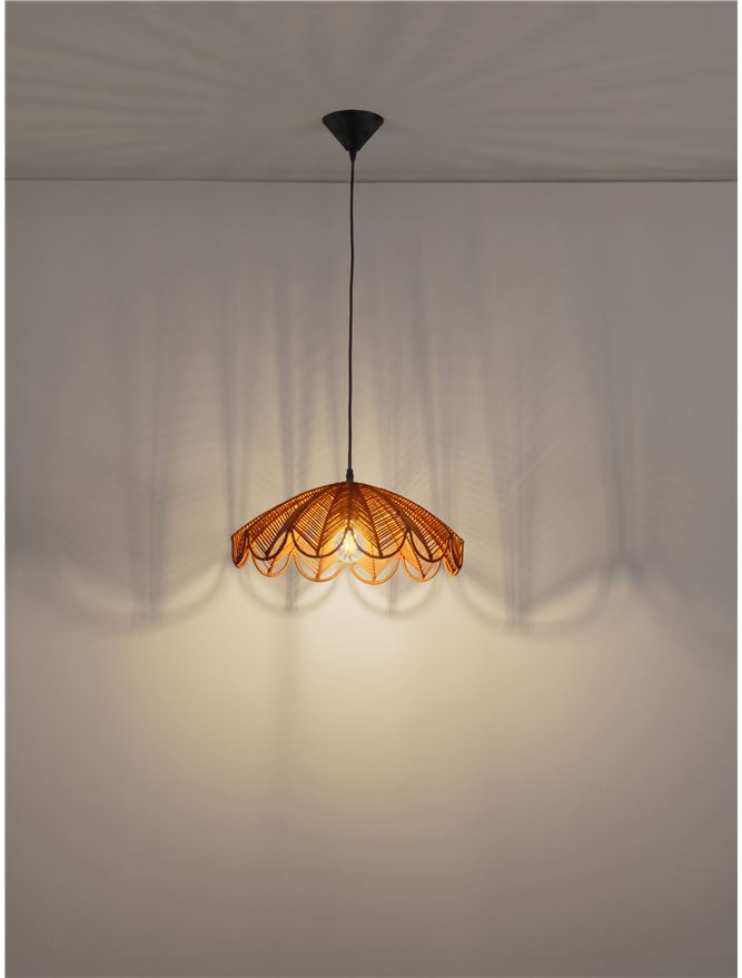 FLA Natural Honey Rattan Single Pendant - ID 14627