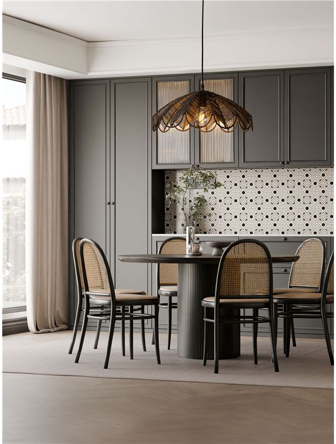 FLA Natural Black Rattan Single Pendant in Black - ID 14628