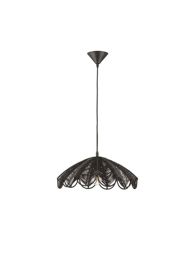 FLA Natural Black Rattan Single Pendant in Black - ID 14628