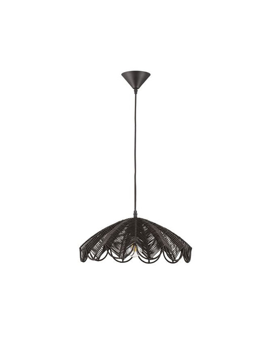 FLA Natural Black Rattan Single Pendant in Black - ID 14628