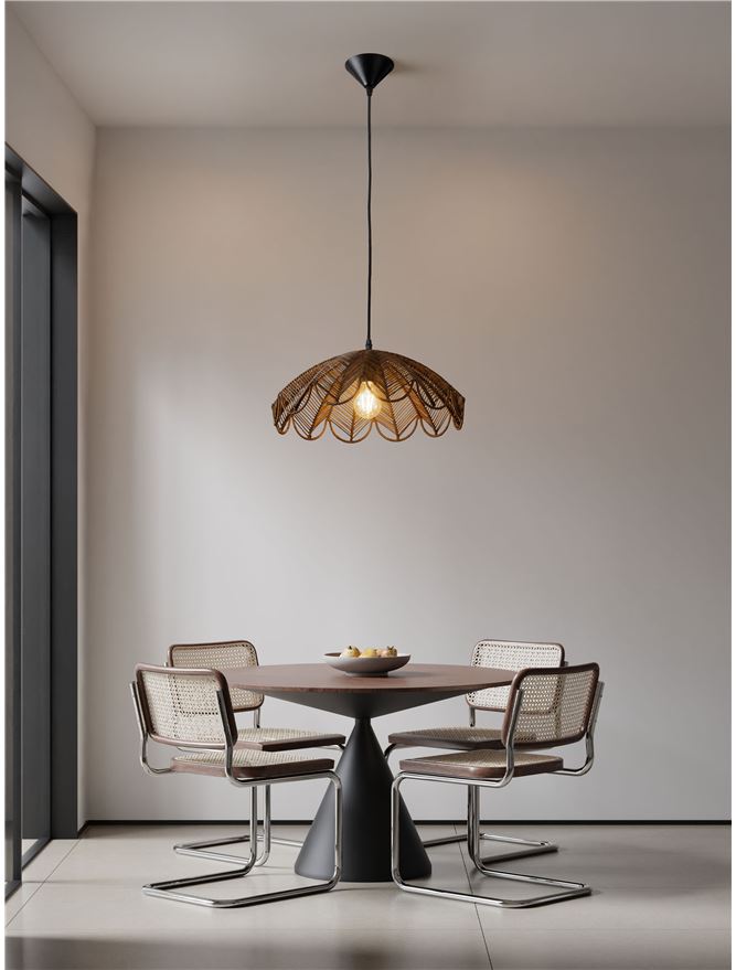 FLA Natural Brown Rattan Single Pendant - ID 14629