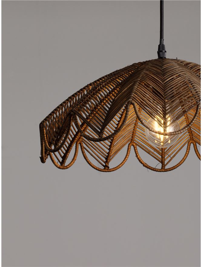 FLA Natural Brown Rattan Single Pendant - ID 14629
