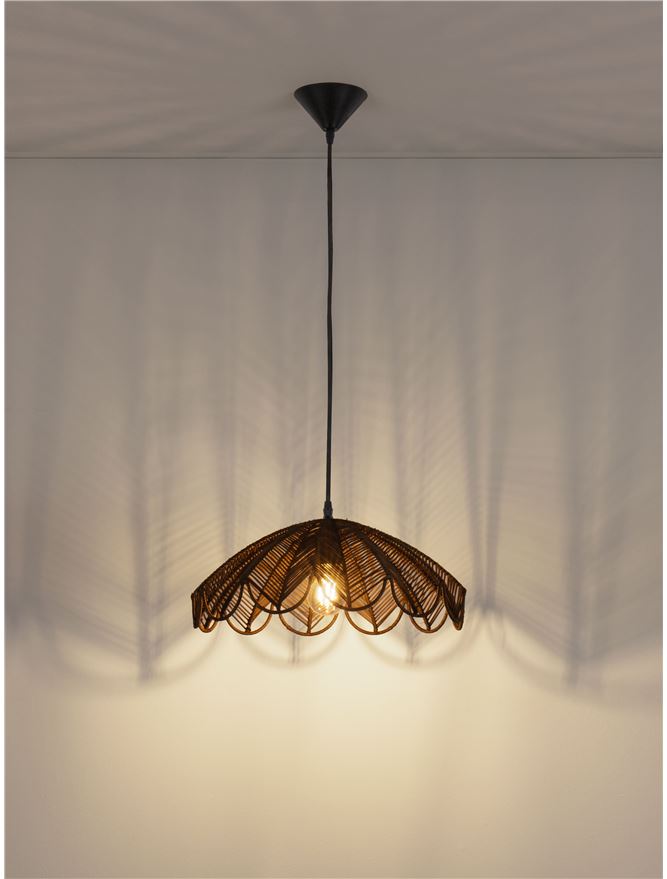 FLA Natural Brown Rattan Single Pendant - ID 14629