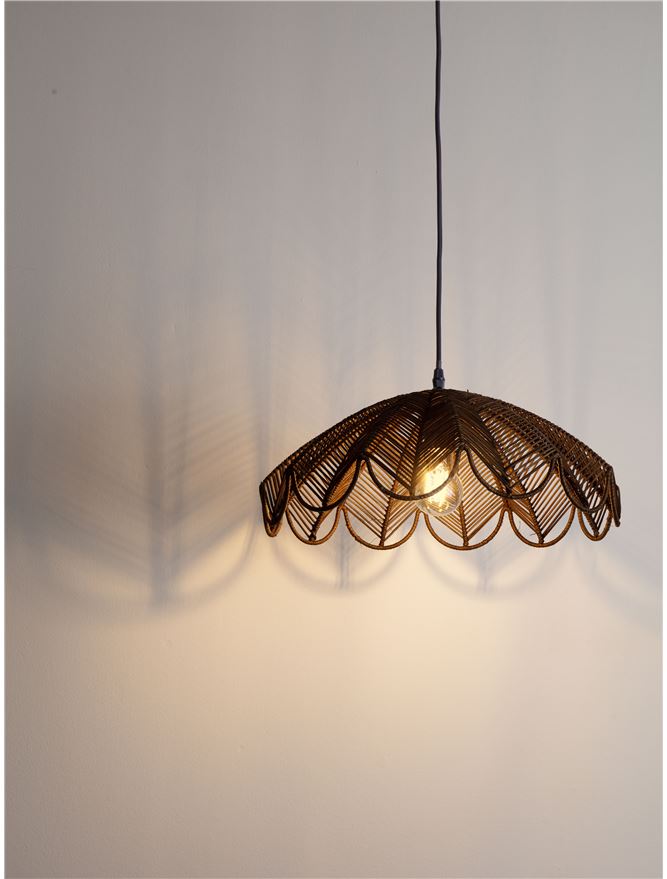 FLA Natural Brown Rattan Single Pendant - ID 14629