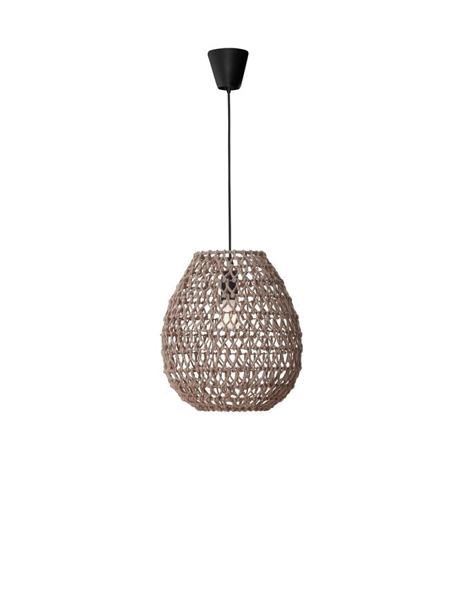GRI Natural Paper With Black Fabric Cable & Base Single Pendant - ID 10688