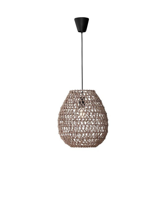 GRI Natural Paper With Black Fabric Cable & Base Single Pendant - ID 10688