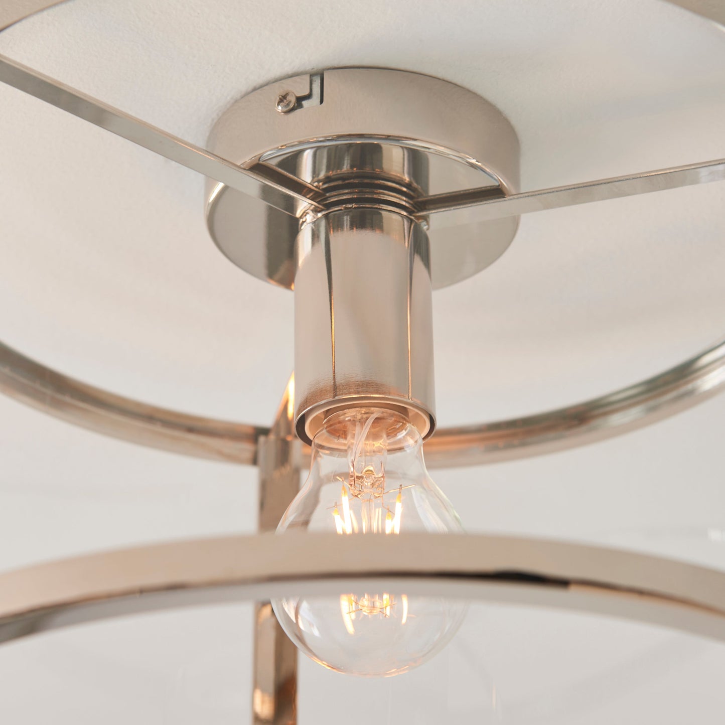 Nickel & Clear Glass Flush 1 Lamp Ceiling lantern - ID 11585