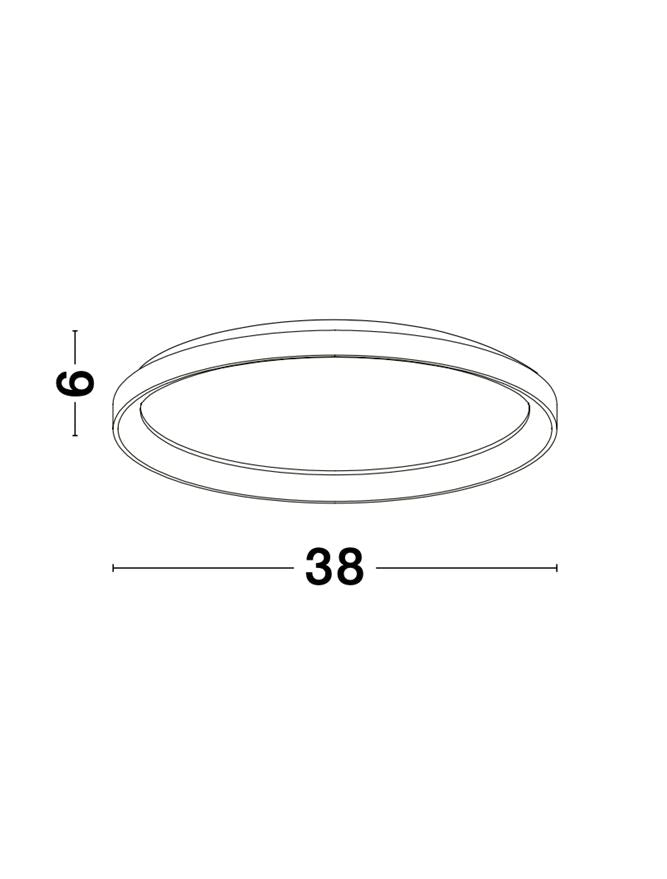 PER Dimmable Sandy White Aluminium & Acrylic 2700k Thin 38cm Ring Flush Small - ID 14588