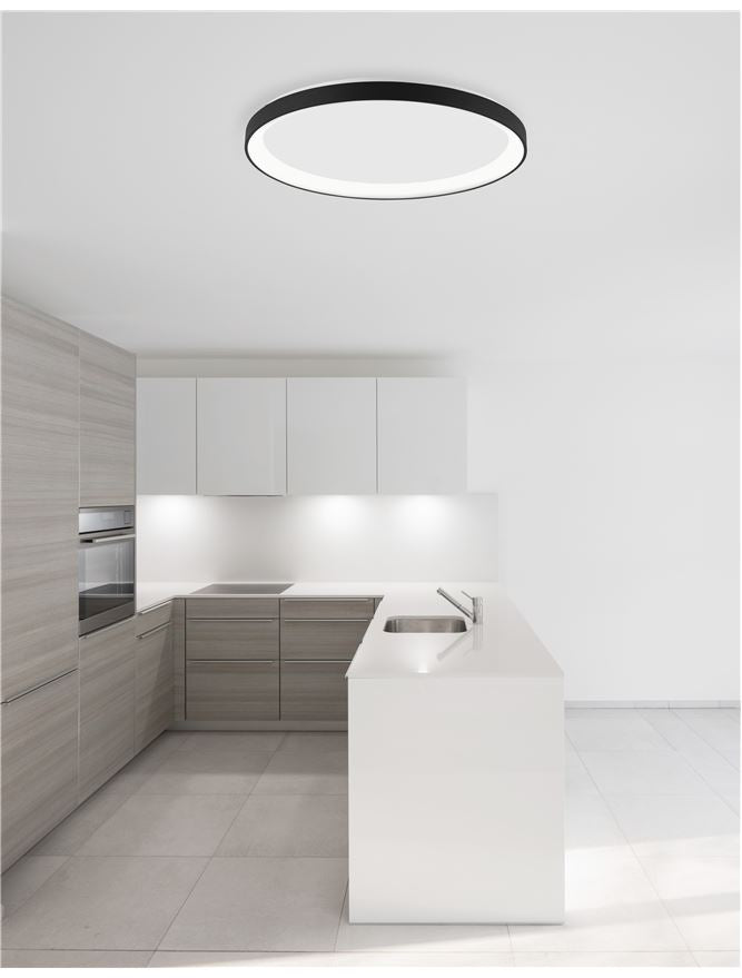 PER Dimmable Sandy Black Aluminium & Acrylic 2700k Thin 38cm Ring Flush Small - ID 14587