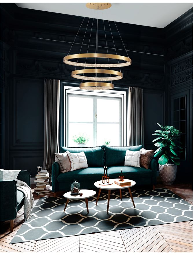 PRE Dimmable Gold & Acrylic Tripple Ring Pendant - ID 10064
