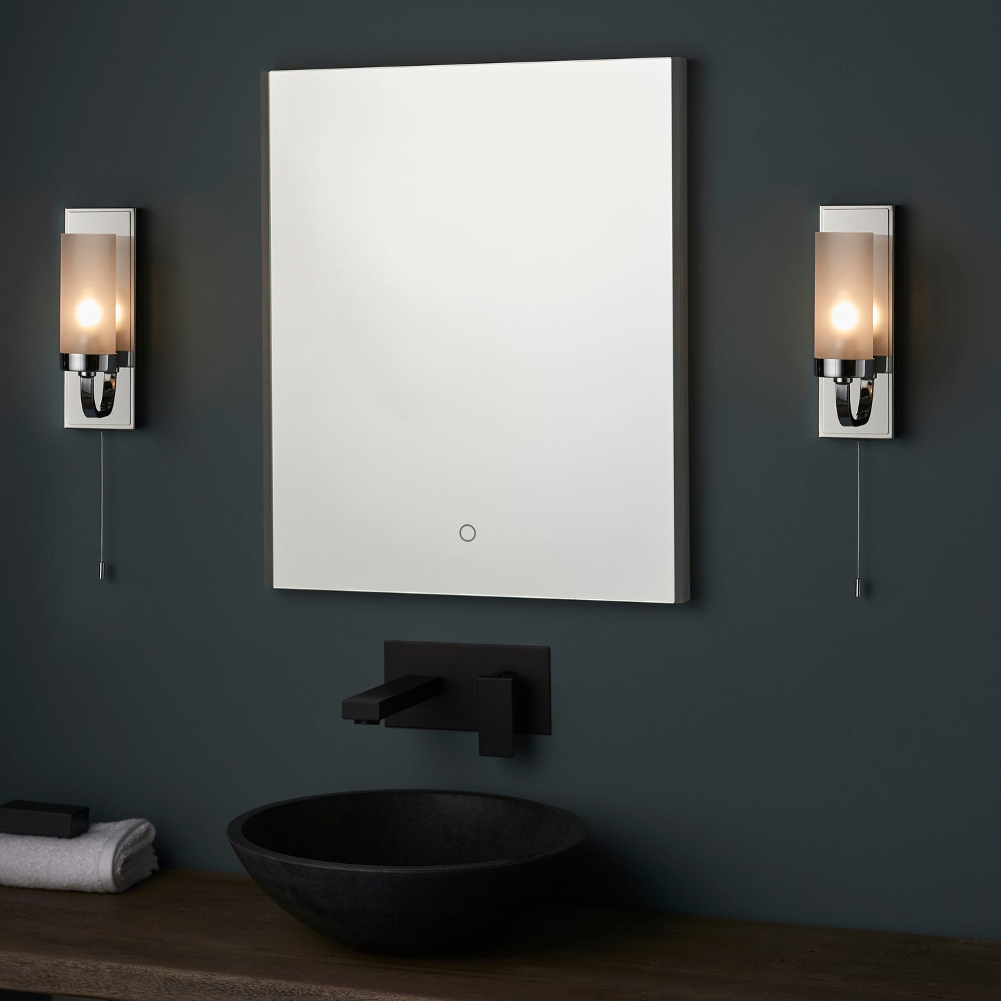 Polished Chrome & Frosted Glass Bathroom Wall Light - ID 11679