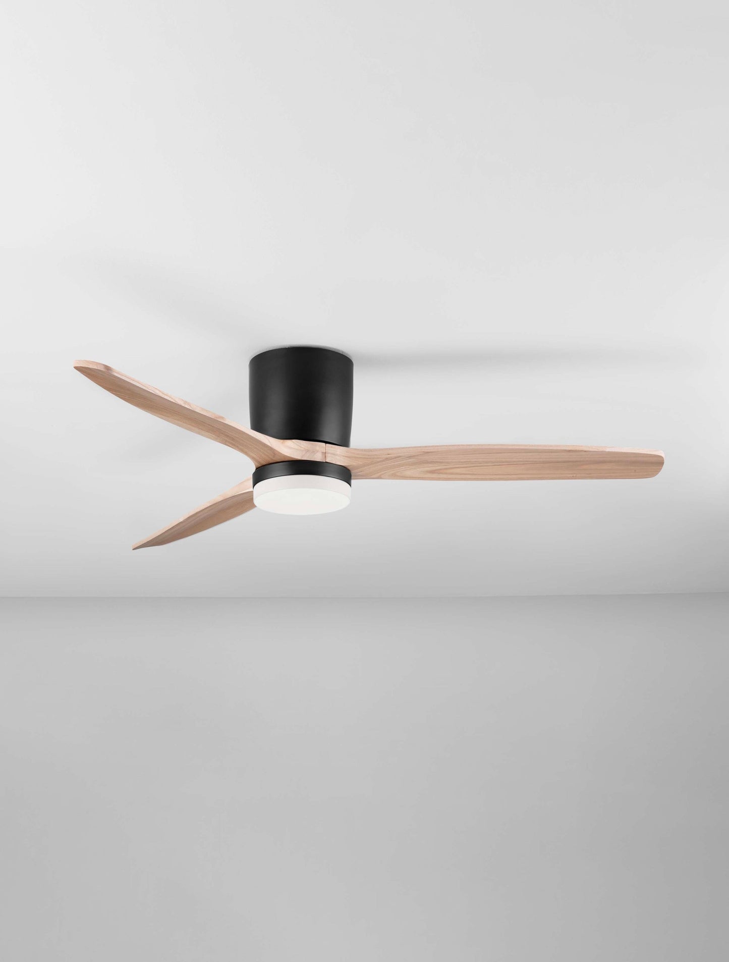 LOA 132cm Sandy Black Metal & Natural Wood LED Ceiling Fan - ID 14942
